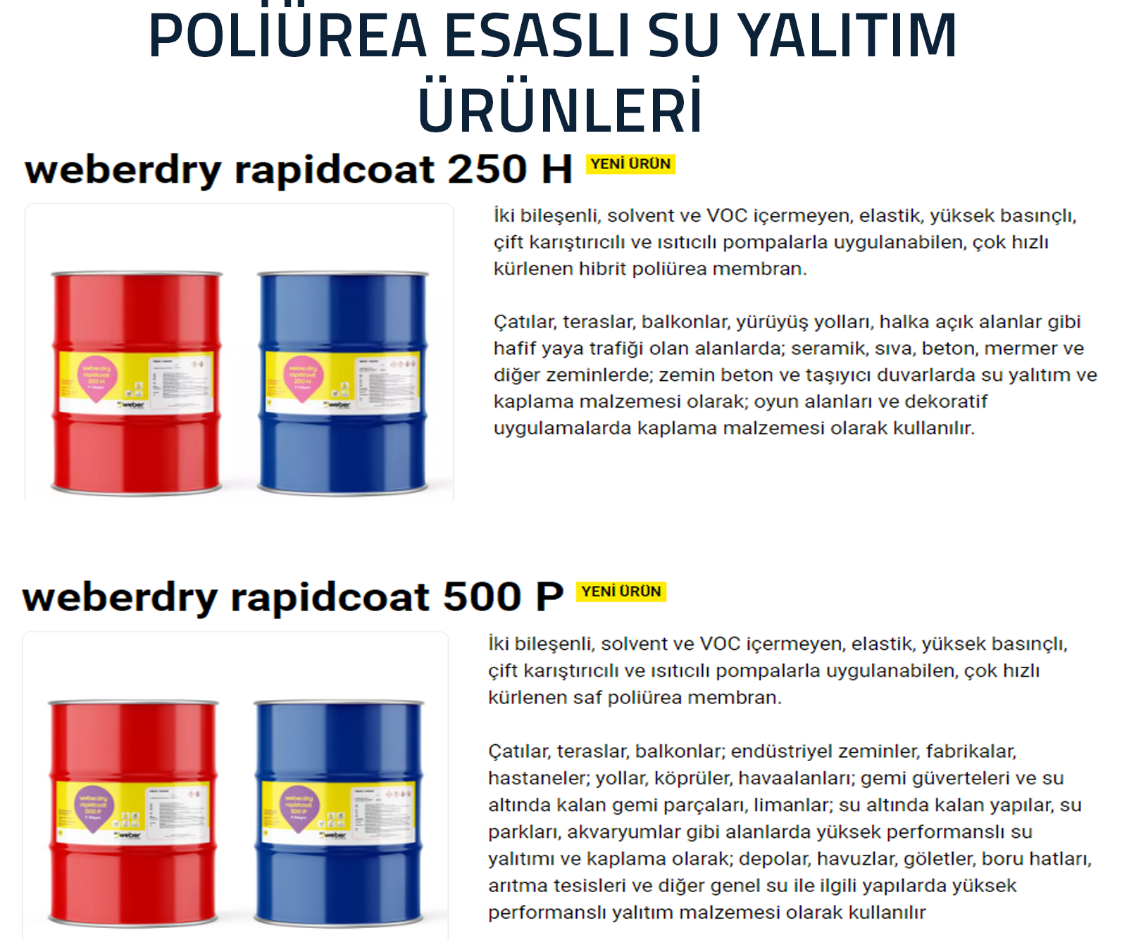 POLİÜREA ESASLI SU YALITIM ÜRÜNLERİ kopya